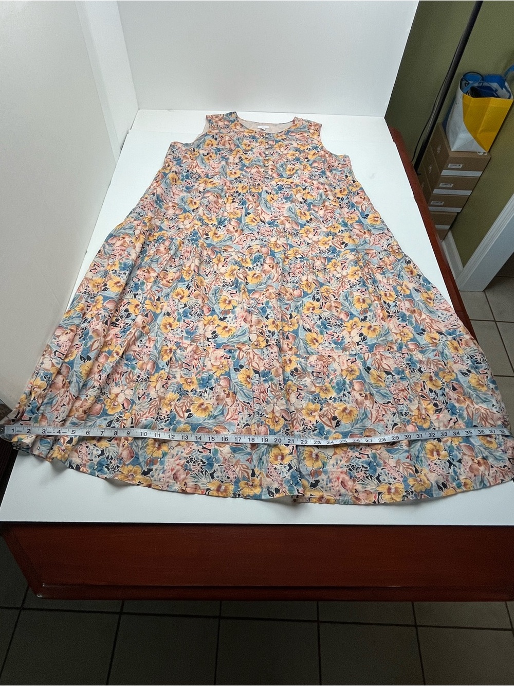 J. Jill Sleeveless Floral Tiered Maxi Dress 100% Cotton Womens Size 2X Pockets - Picture 8 of 10